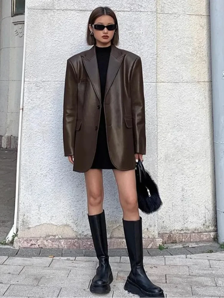 Giacca blazer oversize morbida ecopelle - immagine 4