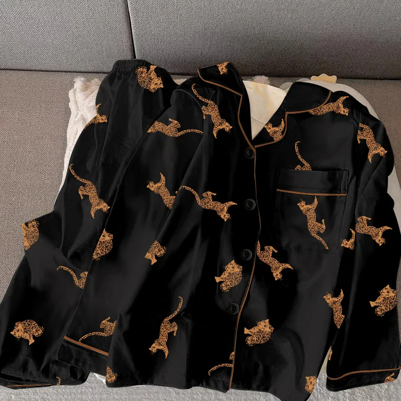 Leopard Print Women's Handsome Pajamas - immagine 3