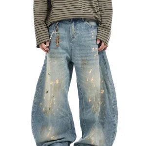 pantalone super baggy uomo con rotture