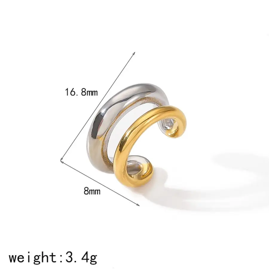 18K Gold Color Stainless Steel Multilayer Ear Clip - immagine 9
