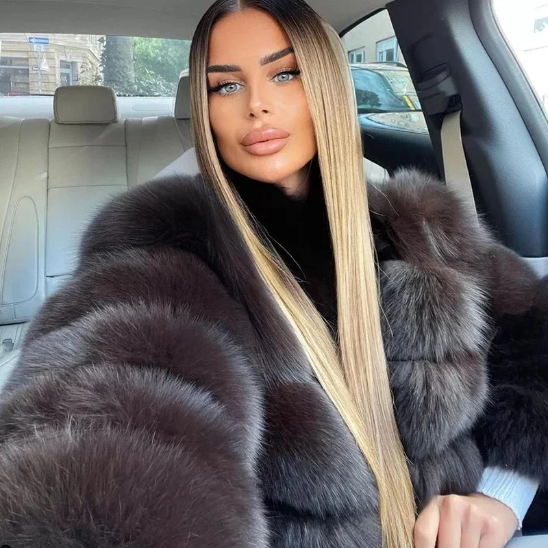 Pelliccia hoodie vera volpe in vari colori donna - immagine 3