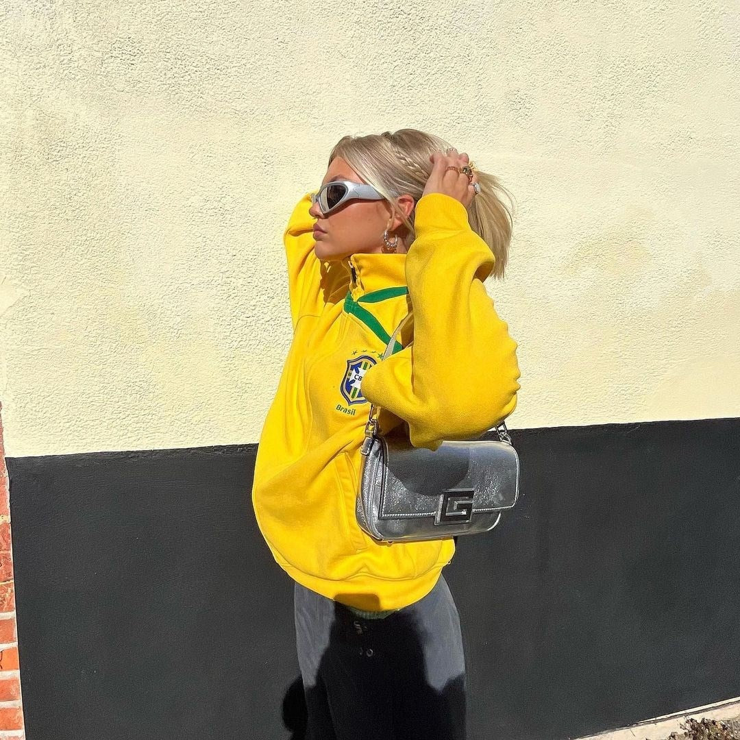 Felpa full zip ricami brasile donna y2k - immagine 4