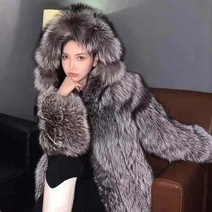 Ecopelliccia con cappuccio full zip