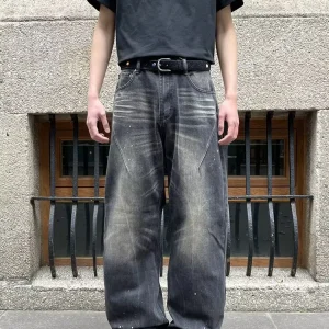 Jeans larghi Streetwear Pittura a inchiostro