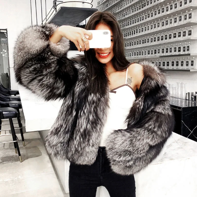eco pelliccia Fur Coat Women Faux Fox Fur Coat - immagine 4