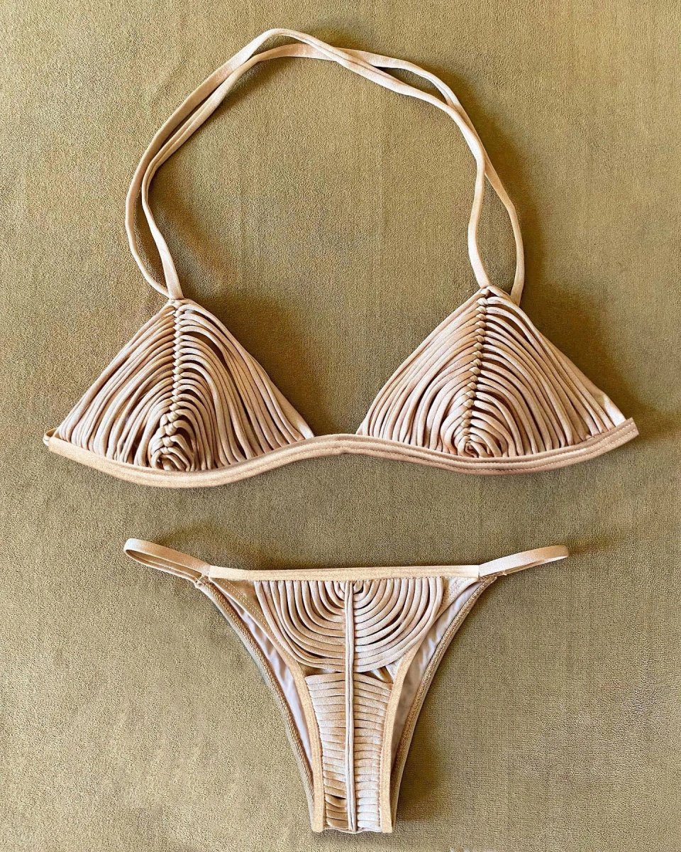 Braided Rope Bandage Stripes Brazilian Bikini Swimwear - immagine 4