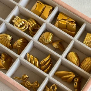 Stainless Steel Texture Geometric Stud Earrings