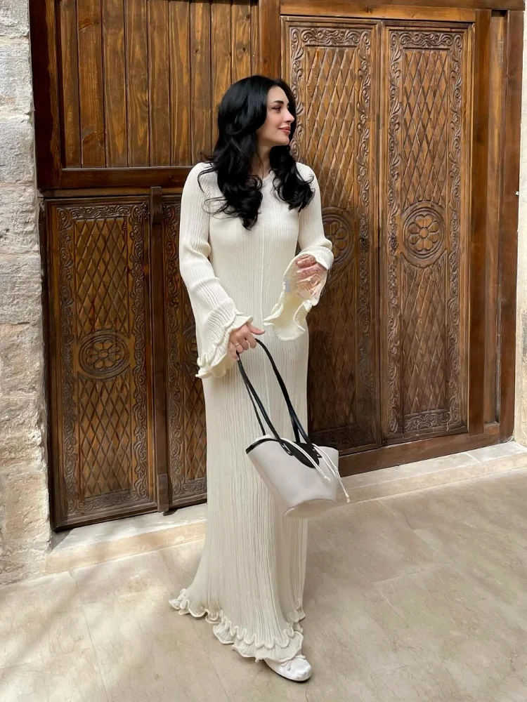 Abito Donna Morbido con Balze e Maniche Ampie – Look Chic - immagine 5