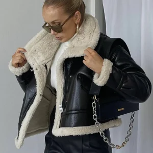 Giacca montone ecologico corto tasconi