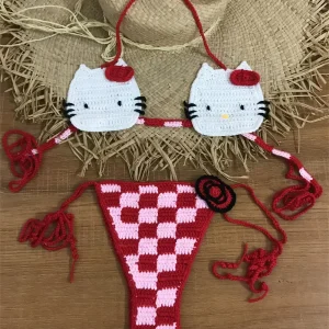 Lady's Cute Crochet Bikini Set 2 Pieces