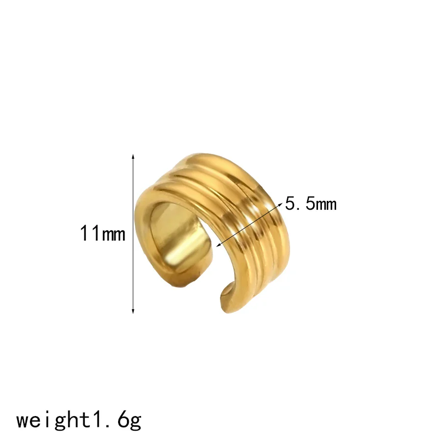 18K Gold Color Stainless Steel Multilayer Ear Clip - immagine 8