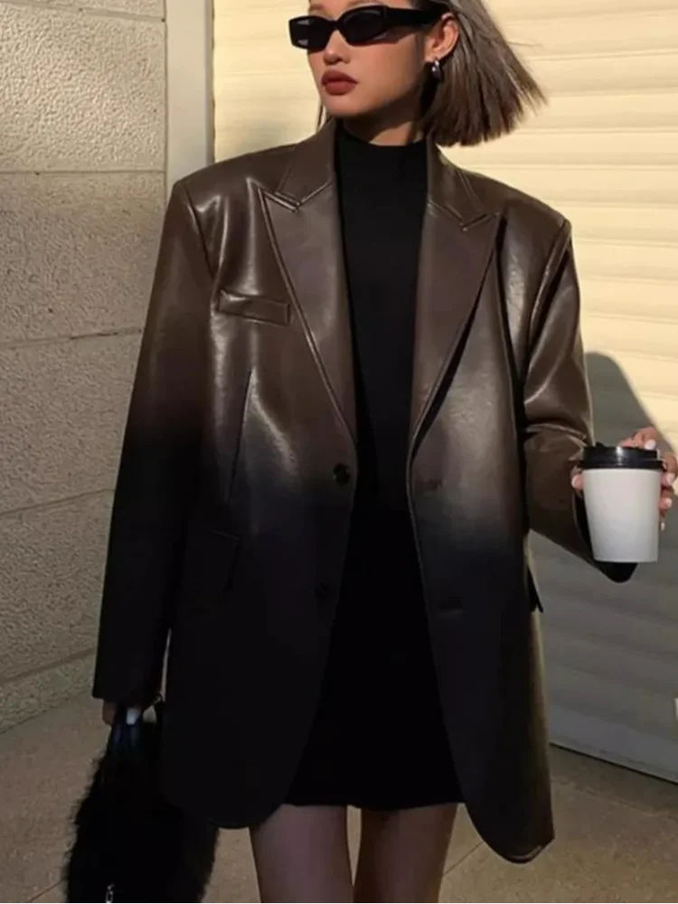 Giacca blazer oversize morbida ecopelle - immagine 2