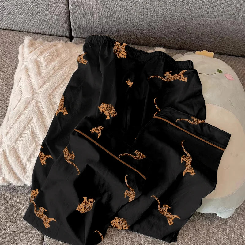 Leopard Print Women's Handsome Pajamas - immagine 4