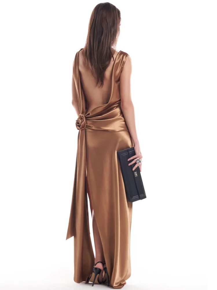 Satin Backless Sexy Maxi Dress - immagine 7