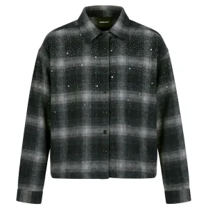 Flanella Shirt "RUDE DIAMOND" Rhinestones Black