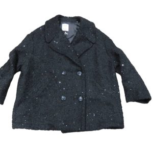 SUSY MIX cappotto donna in tessuto e paillettes nero