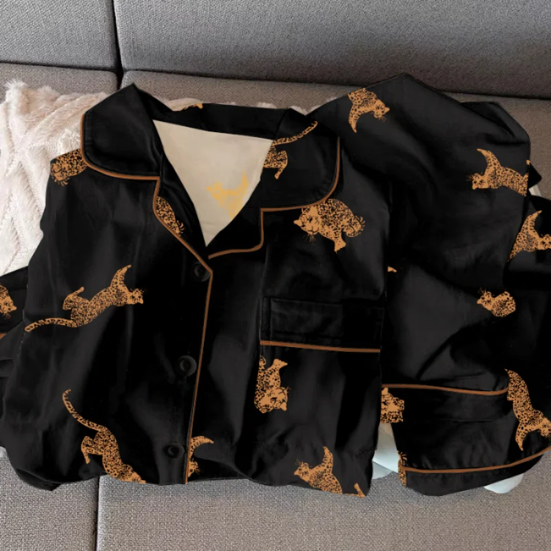 Leopard Print Women's Handsome Pajamas - immagine 5
