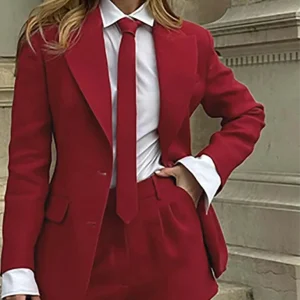 Elegant Red Women's Two Pieces Set