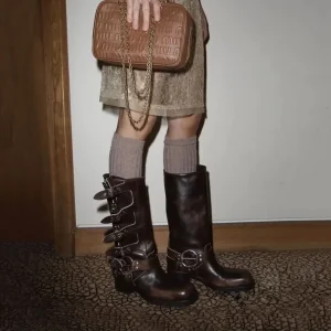 Biker boots Motorcycle pelle ecologica top qiality donna