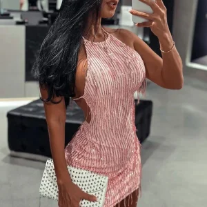 Abito corto con lavorazioni donna