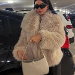 Fake Fox Fur Jacket Coat eco pelliccia donna