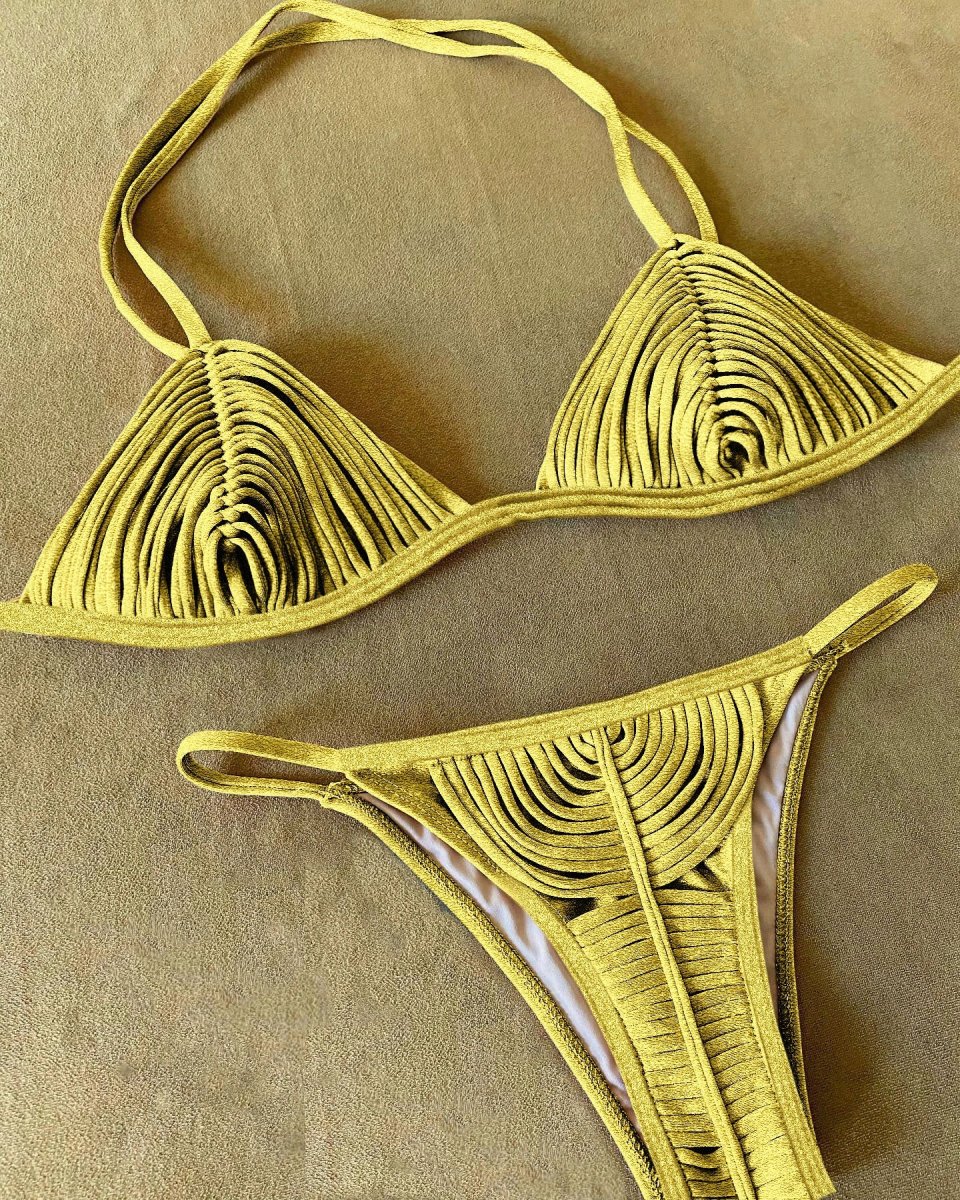 Braided Rope Bandage Stripes Brazilian Bikini Swimwear - immagine 2