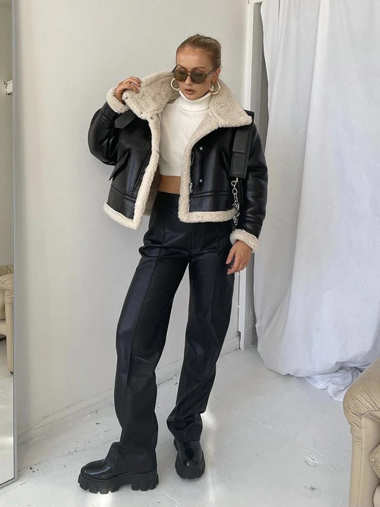 Giacca montone ecologico corto tasconi - immagine 4