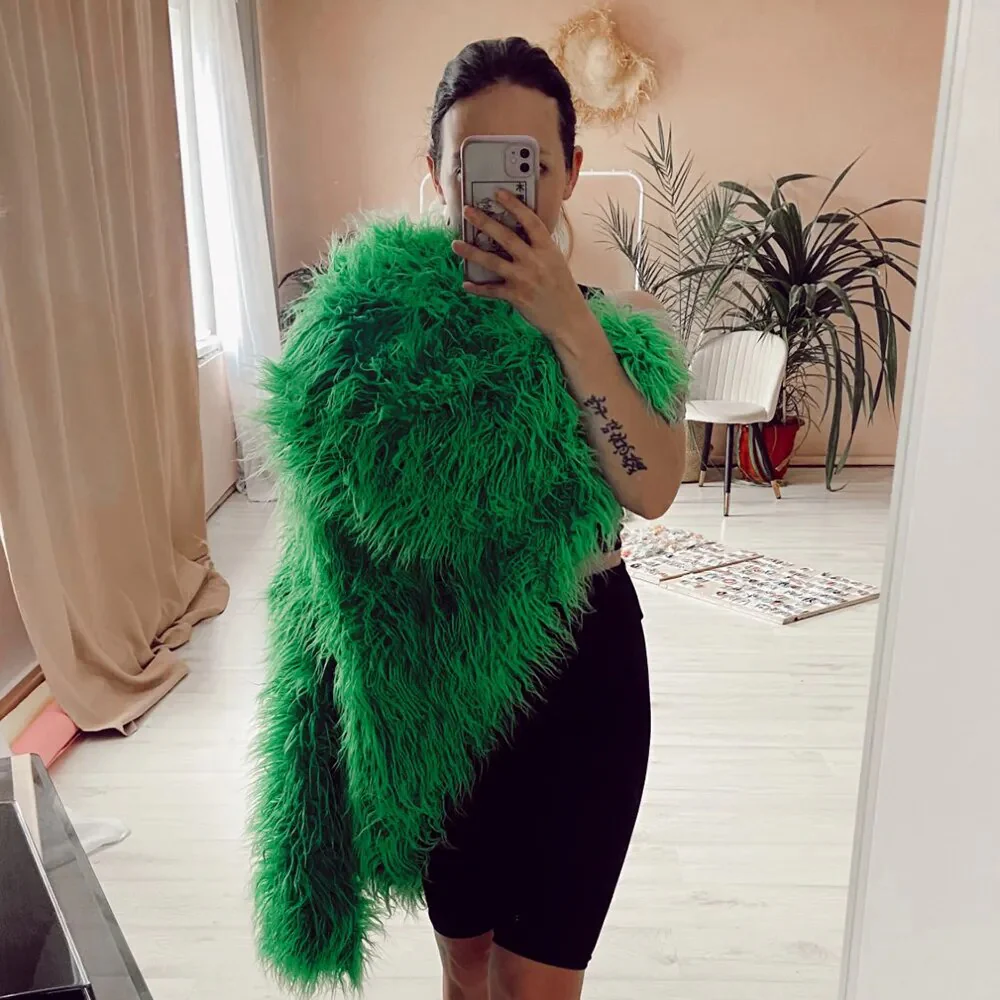 Candy Colorful Elegant Fuzzy Faux Fur Coat eco pelliccia donna pelo - immagine 4