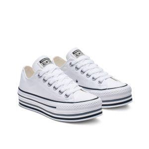 Scarpa da ginnastica converse zeppa bassa bianca