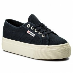 Scarpa da ginnastica donna con zeppa superga 2790 colore navy