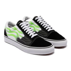 Scarpa da ginnastica vans Old Skool nero bianco verde Flame VN0A4U3BXEY1