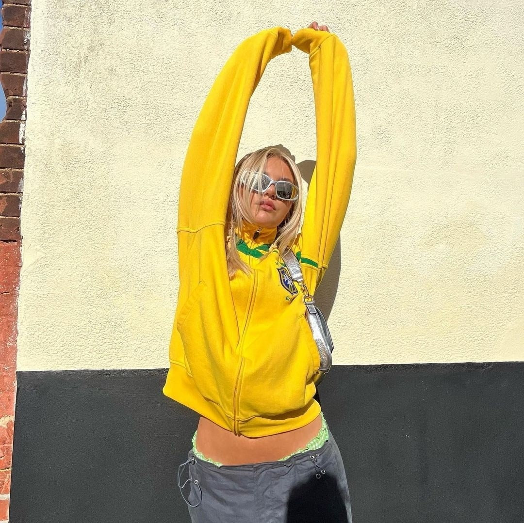 Felpa full zip ricami brasile donna y2k - immagine 8