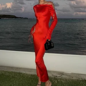 Abito lungo Ava stringato