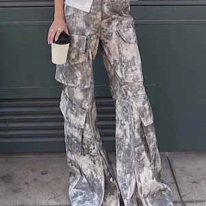 Cargo pantalone donna camouflage zip