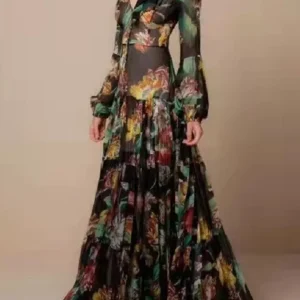 Abito lungo fantasia romantic donna