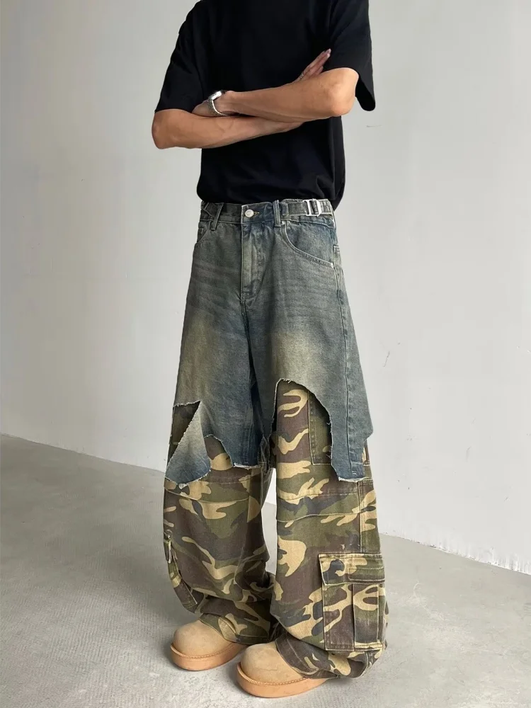 Camouflage Patchwork Baggy Jeans - immagine 5