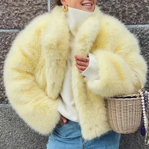 Pelliccia ecologica lemon fur donna