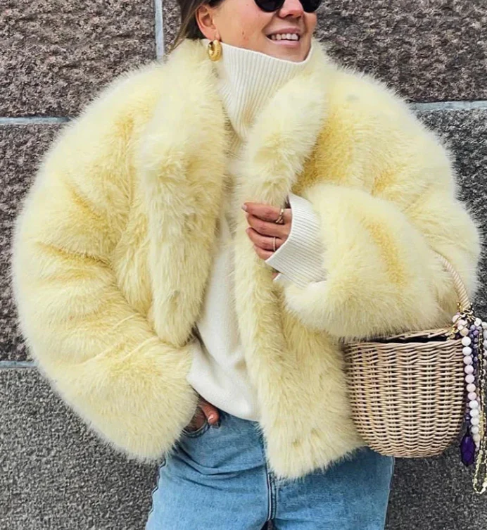 Pelliccia ecologica lemon fur donna