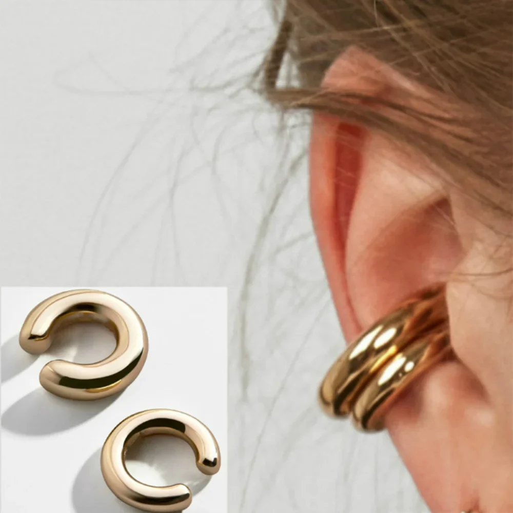 Minimalist Gold Color Round Earrings