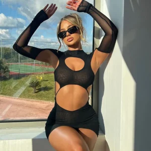 Mini abito mesh donna y2k