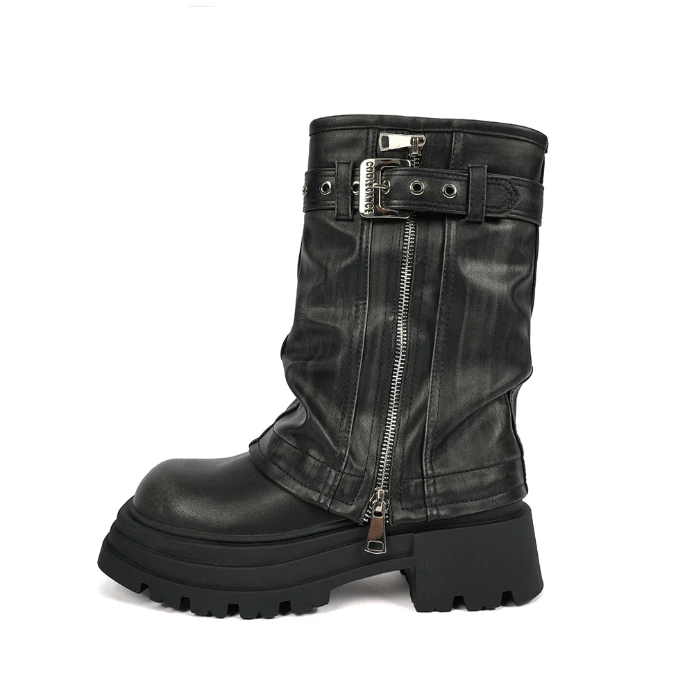 Stivale platform fullzip doppiato donna