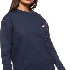 Tommy Jeans – Felpa Donna Blu ceruleo con Collo a Giro – Taglia M