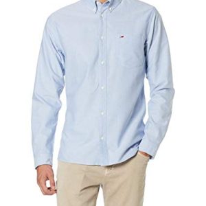 Tommy_Jeans Tjm Solid Poplin Shirt Camicia, Bianco (White 100), X-Large Uomo