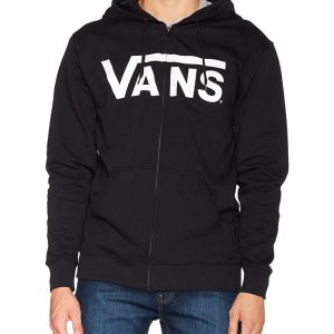 Vans Classic Zip Hoodie, Cappuccio Uomo, Nero (Black/White), Medium