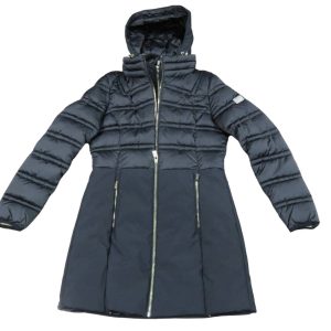 YES ZEE giubbino piumino donna lungo tessuto nylon e soft shell con cappuccio e finto gilet staccabili O003M800 col nero