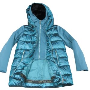 YES ZEE giubbino piumino donna lungo imbottitura piuma O067O100 col verde