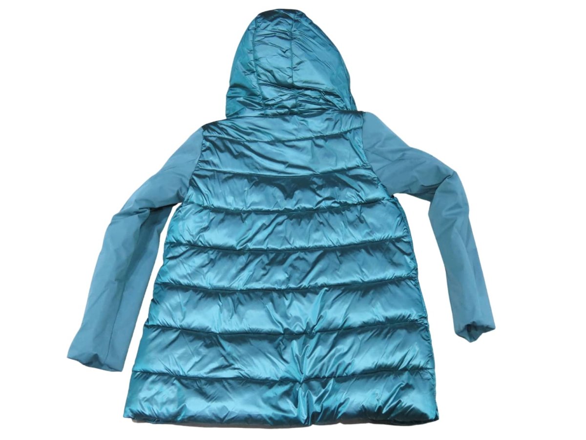 YES ZEE giubbino piumino donna lungo imbottitura piuma O067O100 col verde - immagine 4