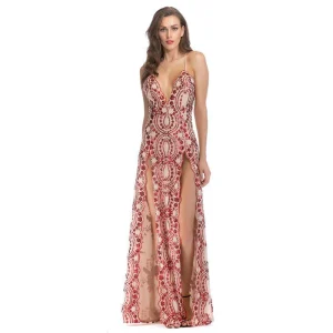 Abito lungo donna con spacchi scollato