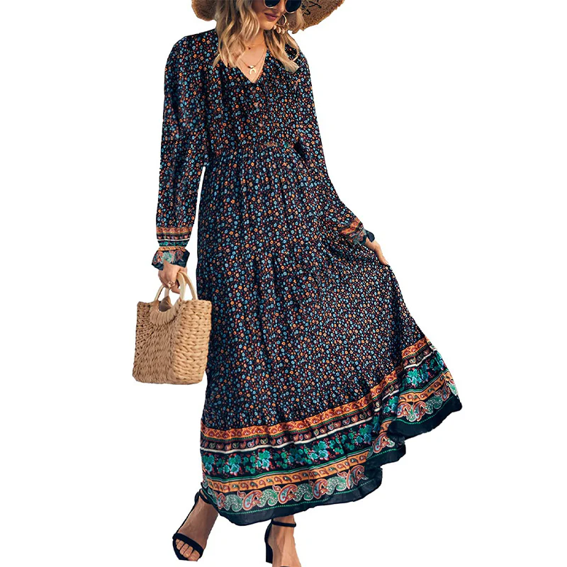 Fall New Fake Beach Long Bohemian Dress - immagine 6