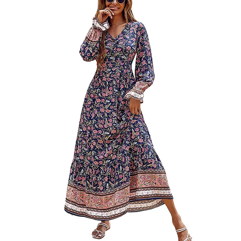 Fall New Fake Beach Long Bohemian Dress - immagine 7